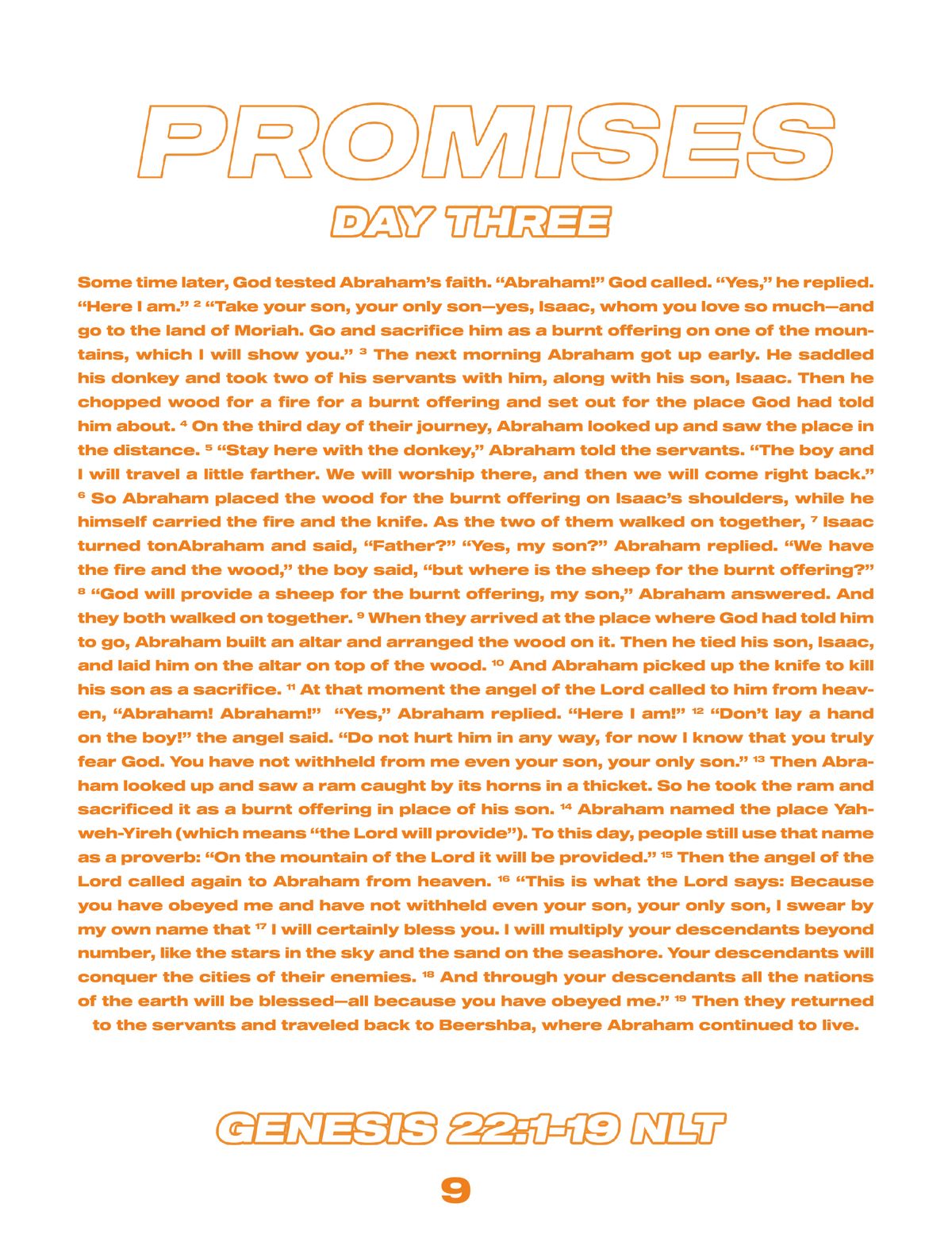 Day three page, Promises