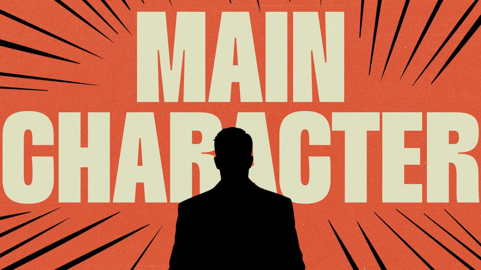 Main Character event screen with a silhouette and comic burst