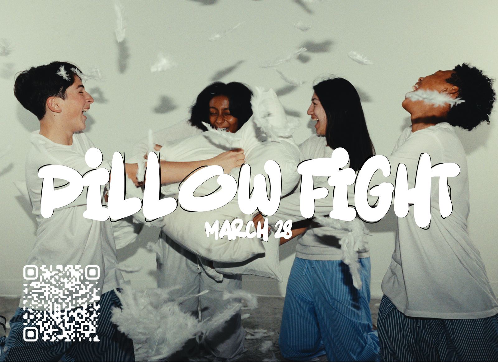 Pillow Fight holding screen with QR code