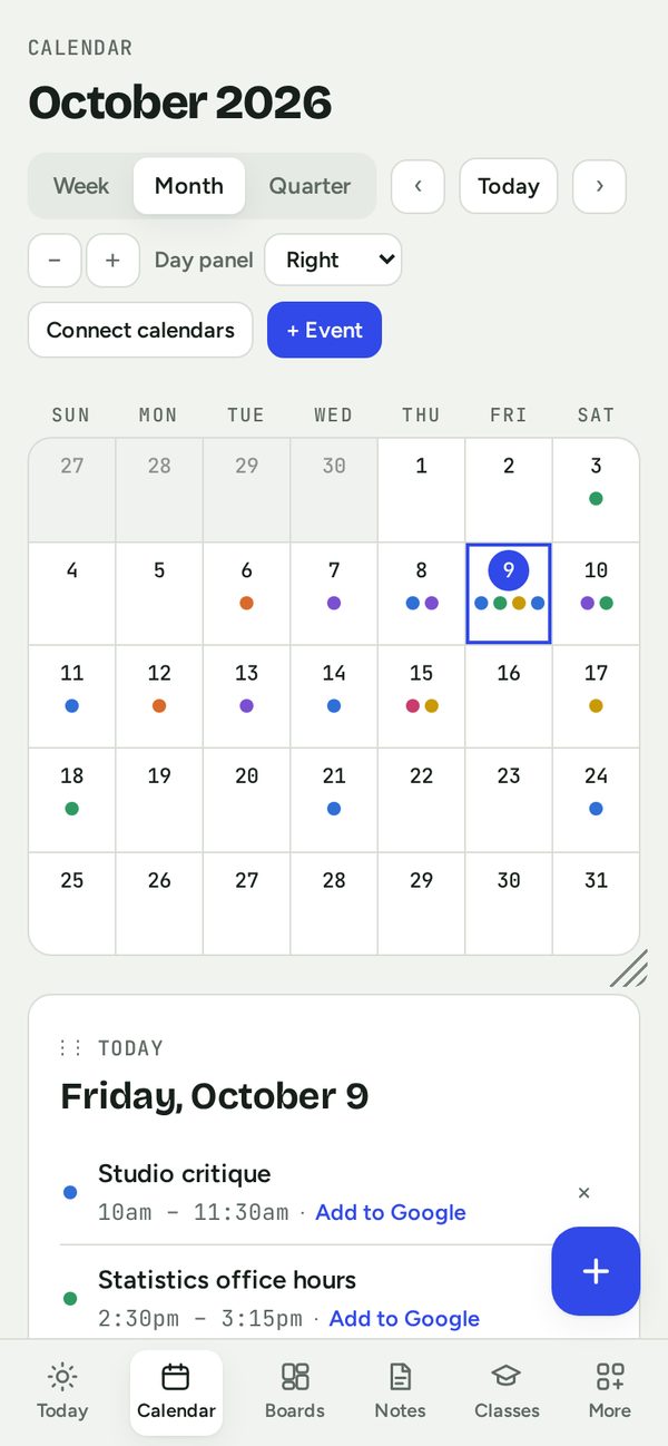 Gideon calendar on a phone