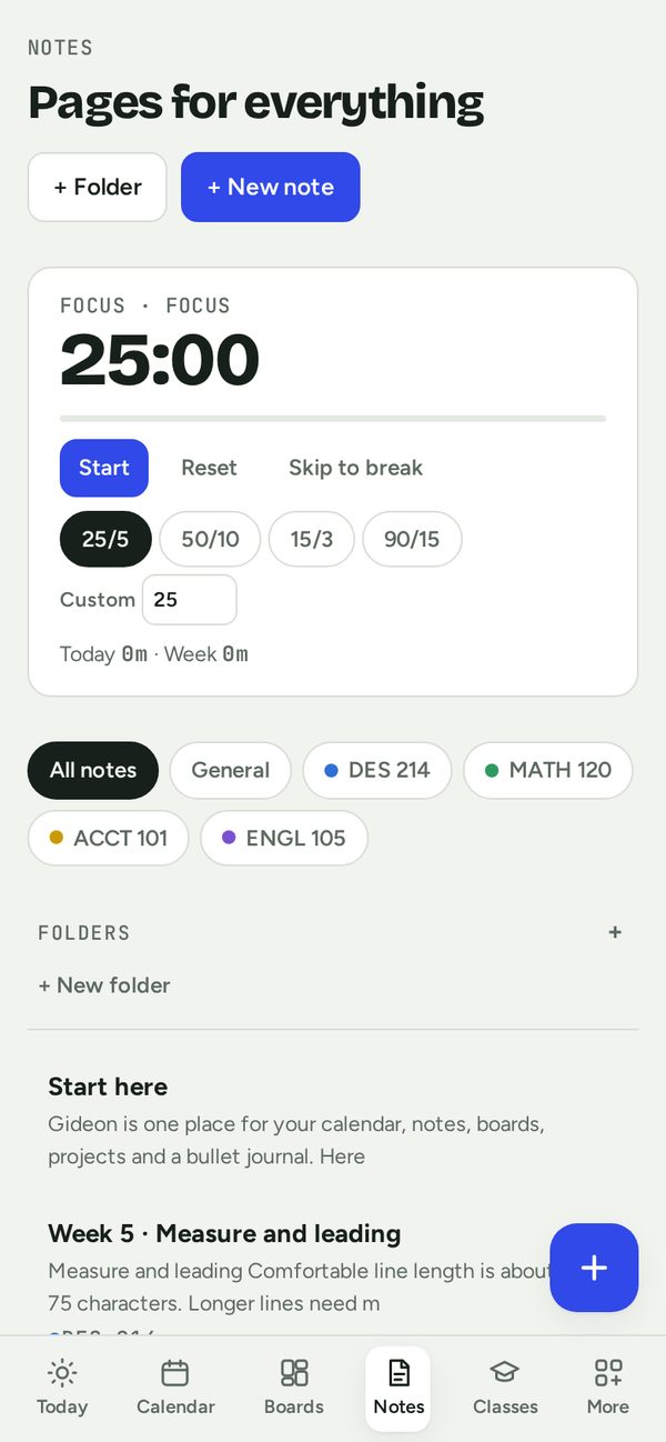 Gideon notes on a phone