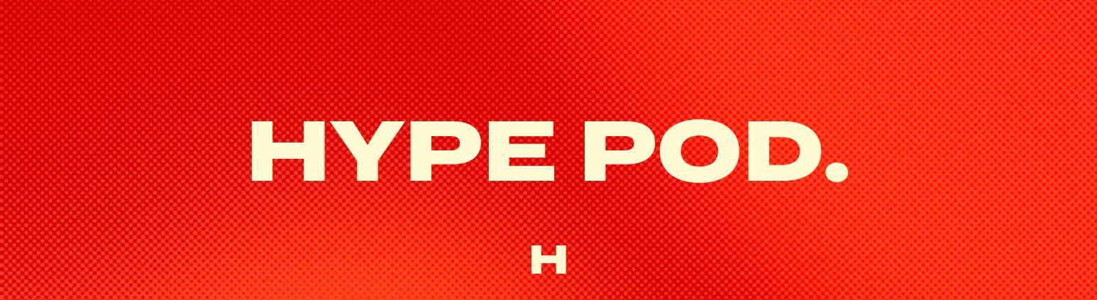 HYPE Pod YouTube banner in red